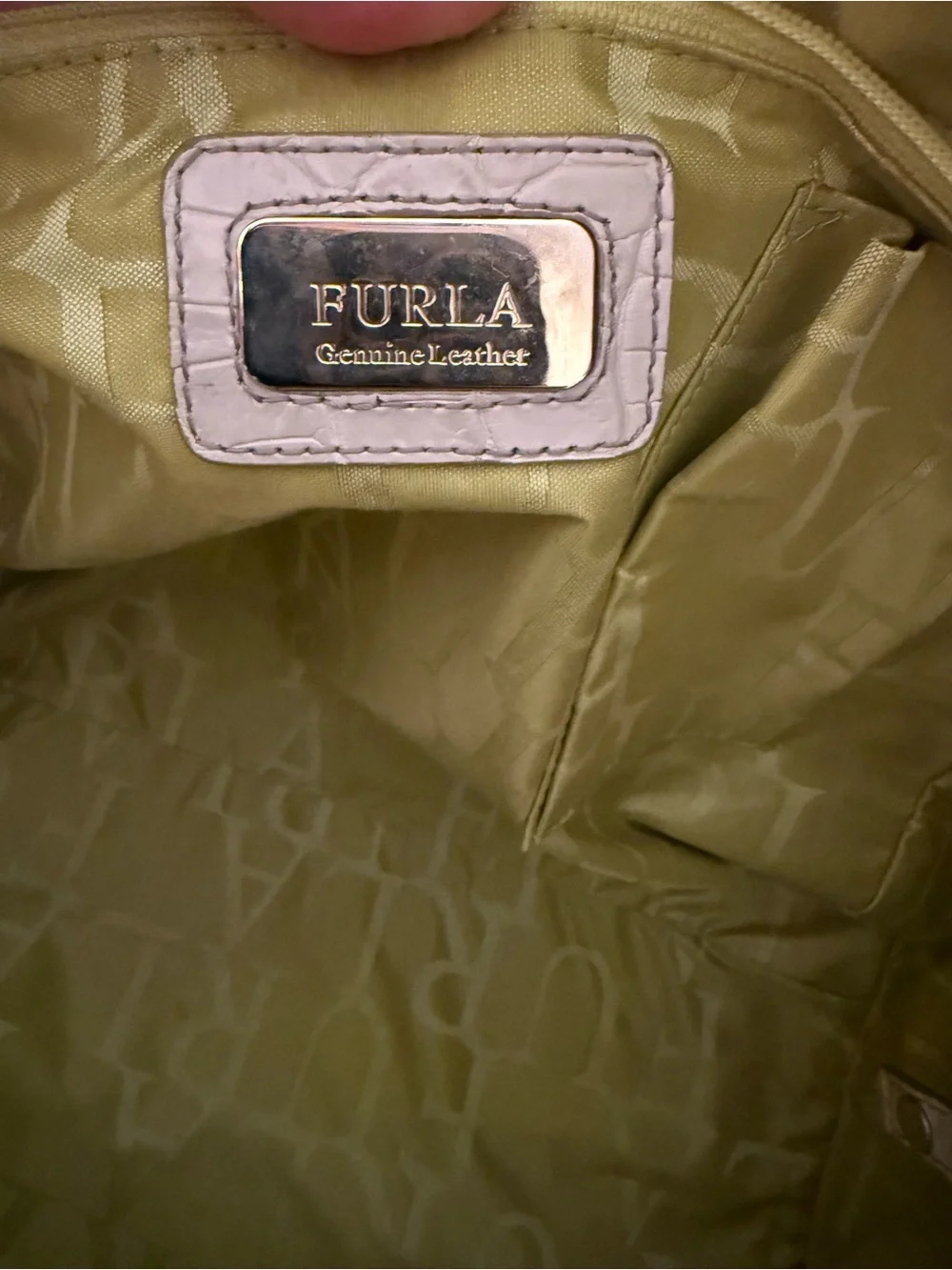 Furla Croc-Embossed Tote Bag with Lock VGUC